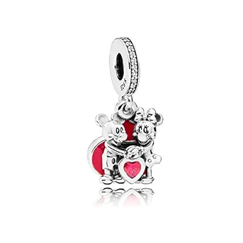 HAEPIAR Mickey & Minnie Red love s925 bracelet collier argent sterling pendentif pour femmes