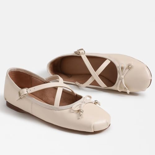 Suede Leather Ballet Flats Shoes for Women Cute Round Toe Slip On Mary Jane Flats Comfy Ballerina Flat Shoes Causal Daily Shoes with Strap2