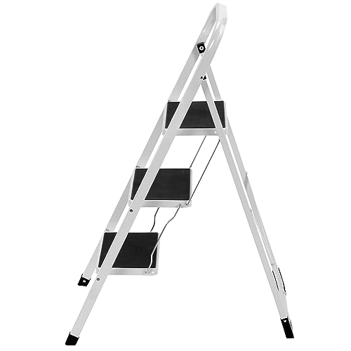VonHaus Step Ladder – Premium Quality Folding Step Ladder for DIY and Gardening - Durable Steel Ladder - Easy to Store Ladders, 150KG Max Capacity
