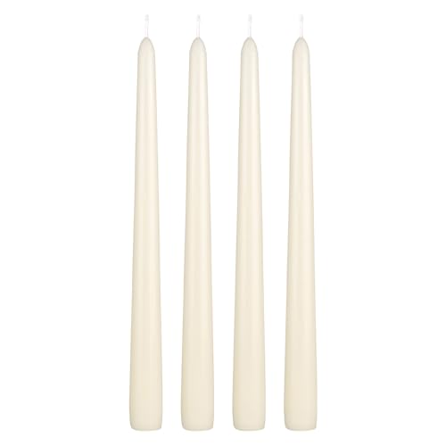 Mega Candles 4 pcs Unscented Ivory Taper Candles, Hand Poured Wax Candle 10 Inch x 7/8 Inch, Home Décor, Wedding Receptions, Centerpieces, Birthdays, Celebrations, Romantic Events, Holders