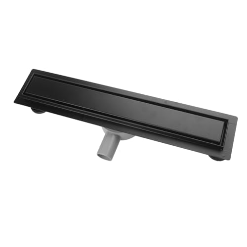 S SIENOC Duschrinne, 50cm,2 in 1,360?,Siphon mit Geruchsstop und Haarsieb Randablauf Befliesbar Edelstahl Ablaufrinne, Bodenablauf, Duschablauf sehr flach, Komplettset mit Bodenbefestigung Schwarz