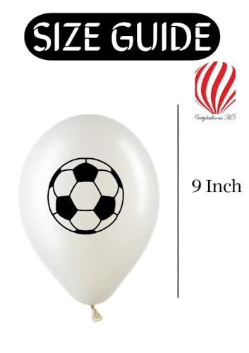 Image of HK Balloons 30 Pcs Football Printed Balloons for Football Theme Birthday Party Decorations | Soccer Ball Printed Latex Balloons for Kids Boys Sports Theme Party, School Events & Celebrations | White
