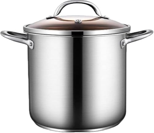 Zxyler 304 ステンレススープ鍋｜厚手復底 透明蓋付き 24cm 5L-12L 大