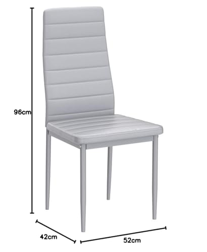 Panana Set of 6 Modern Dining Chairs Kitchen Chair Leather with Solid Metal Legs (6Chair, Grey) - Image 2