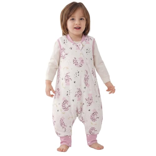 Image of Duomiaomiao 2.5 TOG Toddler Sleep Bag 6-12 Months 100% Cotton Winter Side Open Zipper Baby Sleep Sack with Feet, Warm Toddler Wearable Blanket