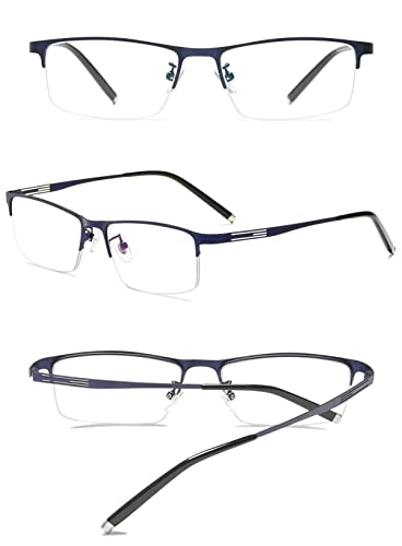 KOOSUFA Photochromic Reading Glasses Sun Readers Eyeglasses Semi Rimless Lightweight UV Protection Sunglasses Eyewear for Men Women 2 in 1 Lenses Darken In Sunlight Blue 2.0 - Image 3