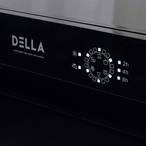 DELLA Portable Compact Countertop Dishwasher 6 Wash Cycles Dishwashers Setting Racks Silverware Basket, Black - Thumbnail 4