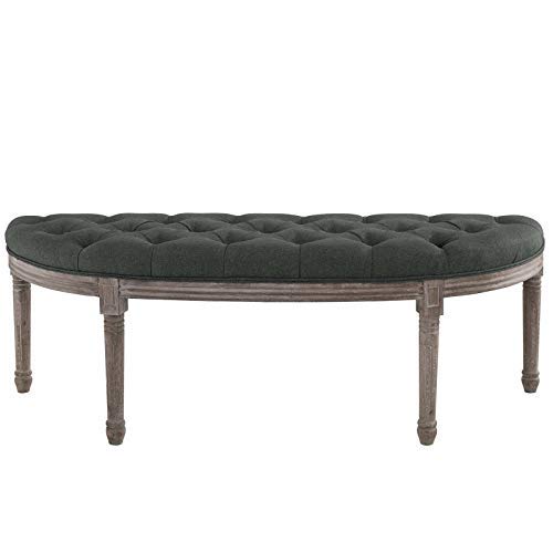 Modway Esteem Vintage French Upholstered Fabric Semi-Circle Entryway Bench in Gray