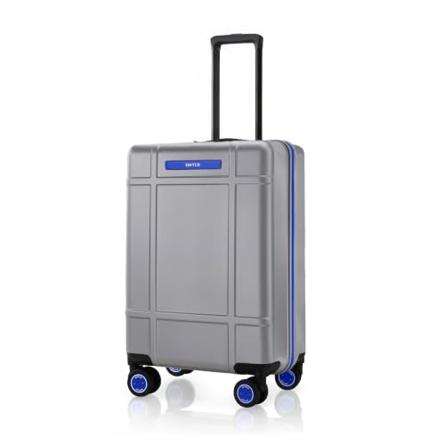 Image of SNITCH Blink Cabin Size Silver Polycarbonate Hard Travel Suitcase - Trolley Bag Small & Luggage with 8 Wheels, Premium Lock, Wet & Dry Pouch & Free Shoe Bag