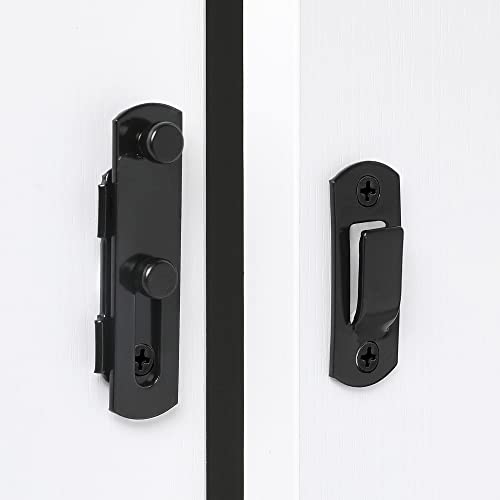 Iniret 4 Packs Barn Door Latches，2.75” X 2.02” Black Stainless Steel Barn Gate Flip Door Latch Bi-Fold Door Lock,Sliding Door Antique Lock Gate Latches Wine Cabinet Closet Door Latches #TOP3