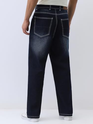 Image of Urbano Fashion Men's Loose Baggy Fit Washed Jeans Non-Stretchable