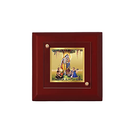 Cadre photo Radha Krishna or 24k et bois MDF chic pour maison