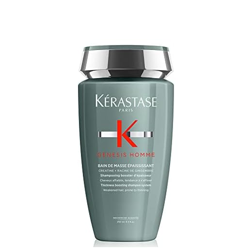 Kérastase Shampoo Genesis Homme Bain de Masse Épaississant, Cabelos com queda, Prevenção da queda, Creatina, Raiz de gengibre, 250 ml