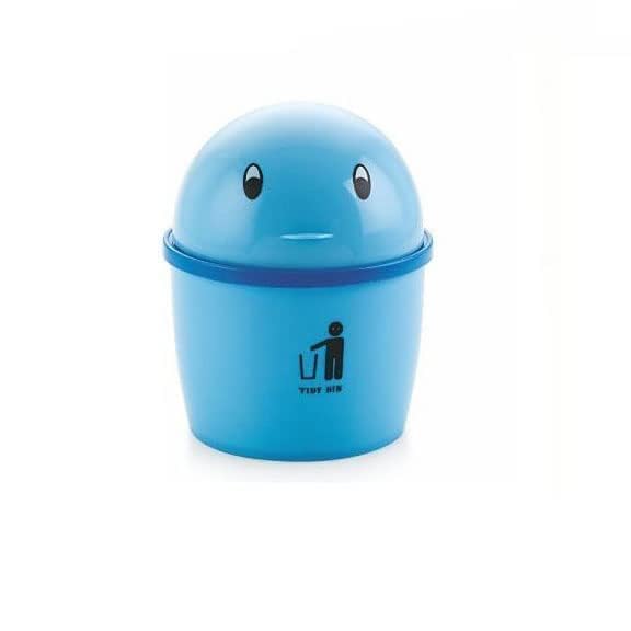 Image of Wastebasket Trash Can - Desktop Mini Plastic Waste Garbage Can with Swing Lid, Stylish Countertop Trash Bin Table Waste Paper Basket Round Small Trash Can (Tidy Bin)
