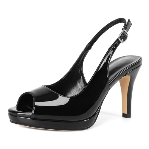 Women's Stiletto High Heel Pumps Peep Toe Pumps for Women Platform Heels Slingback Heels Sexy Dance Pumps 3.5 Inch Heels