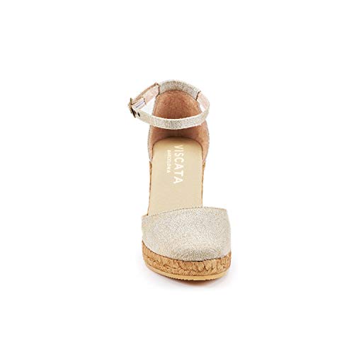 Image of Viscata Estartit Espadrille Canvas Wedges Spain Handmade 3 inch Heel Women's Sandals with Breathable Organic Cotton Canvas and 100% Natural Jute Midsole for all Occasions: Casual, Work, Party