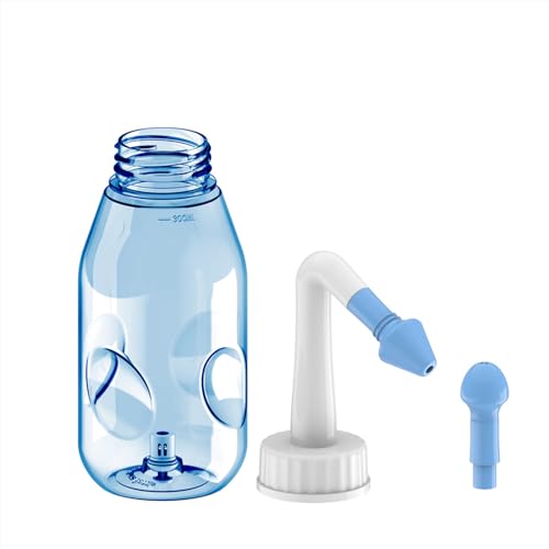 ONCCI Lavaggio Nasale, Irrigatore Nasale da 300ml, Lavaggi Nasali Naso Pulizia Bottiglia Sinus Risciacquo con Due ugelli per Adulti e Bambini (300ML-NEW)
