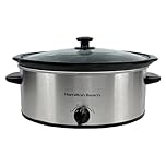 Hamilton Beach 6.5L Family Favourite Slow Cooker, 240W Energy-Efficient Design, Removable Oven-Safe Ceramic Bowl, 3 Heat Settings, Serves 6-8 People, Easy Clean, Silver - HBSC070S