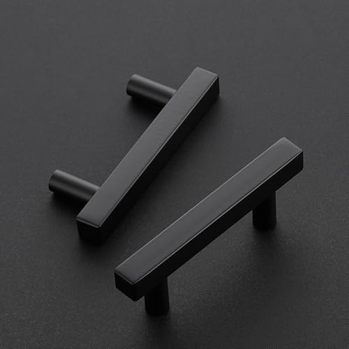 Image of Ravinte 30 Pack 2-1 /2 Inch Cabinet Pulls Black Sqaure Kitchen Cabinet Handles Black Cabinet Hardware Stainless Steel Drawer Pulls 4 Inch Overall Length with Mounting Template