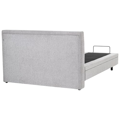 Letto Matrimoniale Tessuto Grigio Chiaro Elettrico 160 X 200 Cm Regolabile Tramite Telecomando Rivestimento In Ciniglia - 6