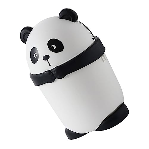 VOSAREA Cute Cartoon Panda Trash Can for Bedroom and Girls Bin Lid Sturdy Plastic for Boys and Girls Room Decor