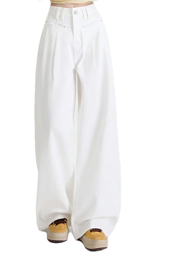 Women's High Waist Wide Leg Jeans Straight Comfortable Retro Casual Jeans