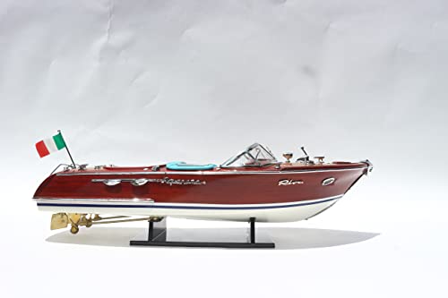 Wooden Model Boats Handicraft Special Riva Aquarama Painted, Assembled Wooden Boat Decoration, Model Boat Display, Special Wood Color Blue Mi White Cushion 41X13X12 (Cm) Sb0029P-40 0 #TOP2