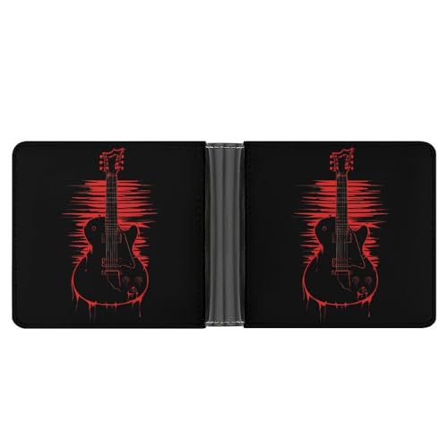 Guitar Funny Men's Slim Bifold Wallet with Multiple Card Slots Front Pocket Purse