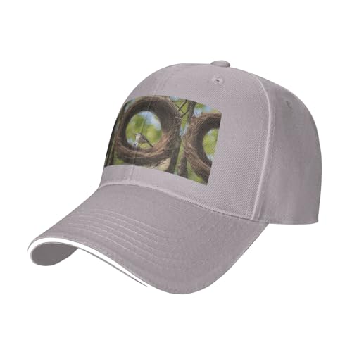WCXTHGFA Gorra de béisbol con estampado de nido de pájaros, accesorios para golf y actividades al aire libre, con espalda ajustable, gris, Talla única