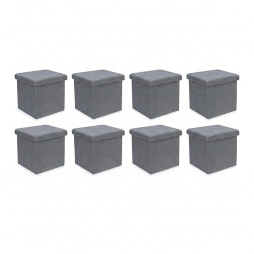 Image of Lazer Folding Storage Ottoman Stool | Multipurpose Organizer Bench & Footrest | Cube Coffee Table with Wardrobe Storage for Clothes, Books & Toys | Large Home Storage Set (30x 30x 30cm, Pack of 8)