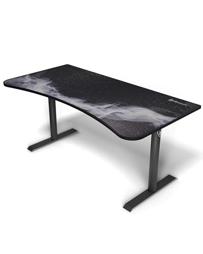 Image of Arozzi Arena Special Edition Ultrawide Curved Gaming and Office Desk with Full Surface Water Resistant Desk Mat Custom Monitor Mount Cable Management Cut Outs - Gunmetal Galaxy