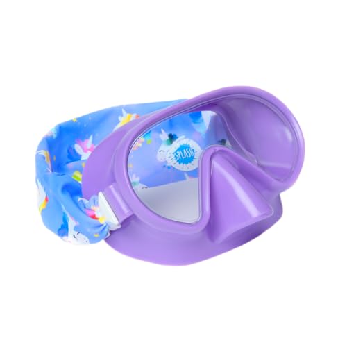 Splash Place Kids Swimming Mask with Fabric Strap - Rainbow Unicorn | Childrens Swim Goggles with Nose Cover, Hypoallergenic, No More Tangled Hair - Youth Swim Snorkel Goggle