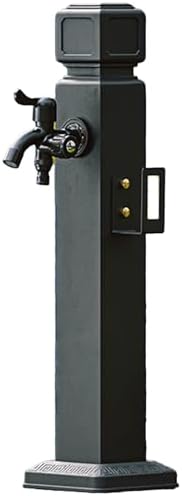 Stainless Steel Outdoor Faucet Extender - Vertical Square Garden Hose Tap with Antifreeze Hydrant & Spray Gun (Black-D, 14.5x95cm) for Easy Watering