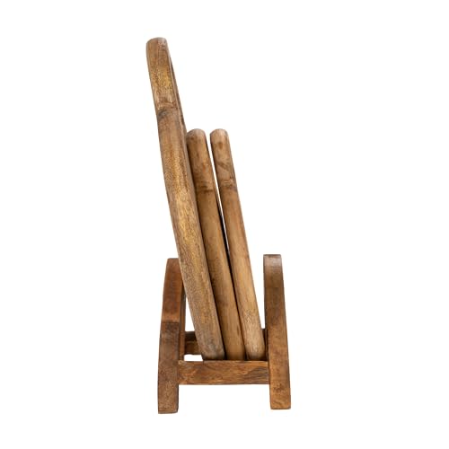 Set de 3 tablas redondas de madera de mango con soporte miniatura 5