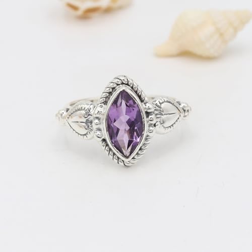 Bague améthyste vintage en argent sterling 925 pour femme - 5