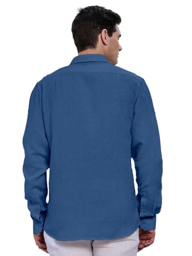 Image of Classic Black Linen Cotton Button-Down Shirt, Full Sleeves, Slim Fit, Casual Wear