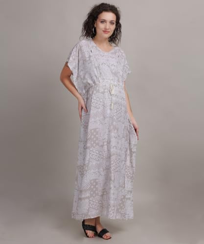 Image of Fabme Women's Printed Kaftan Nursing and Maternity Nighty