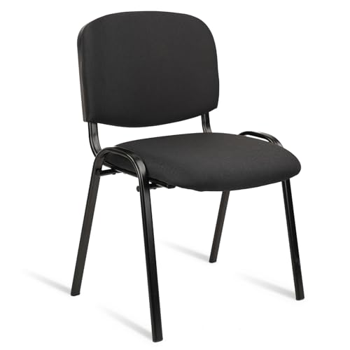 Image of CLATINA Stackable Waiting Room Chairs Fabric Black Reception Chair Metal with Thickened Seat Back Cushion for Waiting Conference Room Guest Chairs(1 Pack)