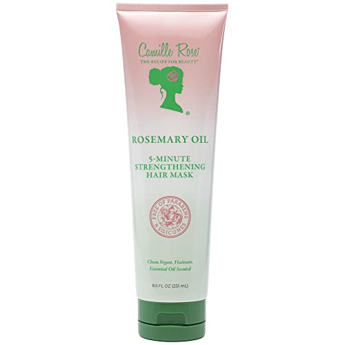 Camille Rose Hair Mask, Rosemary Oil – 5-Minute Strengthening Deep Conditioner for Refreshing Dry, Damaged Hair, Frizz Control, 8.5 Oz
