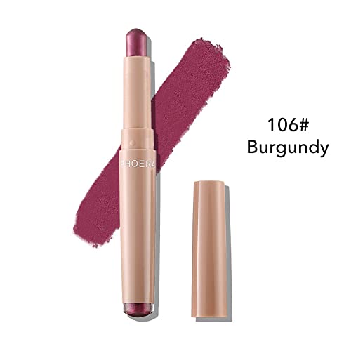 Go Ho Cream Burgundy Eyeshadow Stick,Eyeshadow Pencil Crayon Eye Stick, Waterproof Creamy Burgundy Eyeshadow Pen Smooth Easy To Color,106# Burgundy #TOP1