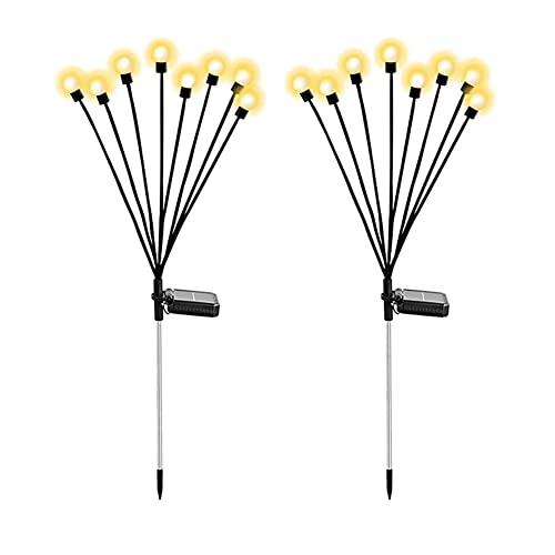 eyYvxmep Luces Solares para JardíN, Luces de LuciéRnaga 8LED Mejoradas, Luces Solares Impermeables para Exteriores, DecoracióN de Luces Oscilantes, CáLido, 2 Piezas