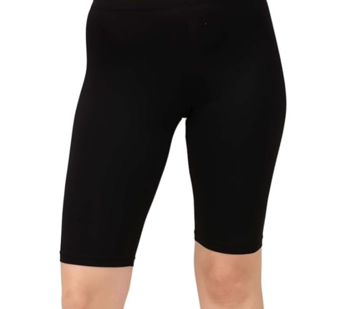 Women's Black Biker Shorts, High Waist, Stretch Fit, Casual Cycling Style-picture-43