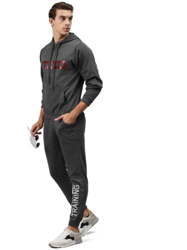 Image of Hubberholme Men's Cotton Blend Brand Printed Hooded Sweatshirt