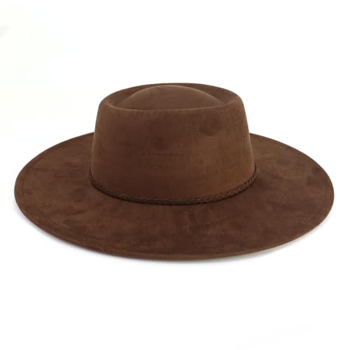 Image of LIDHAY Wide Brim Fedora Hat for Men Women Big Rancher Felt Hat Pork Pie Jazz Hat