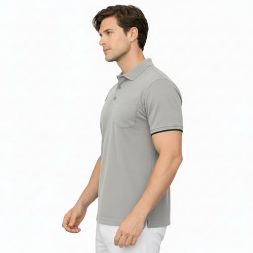 Image of Men's Premium Cotton Pique Polo T-Shirt, Classic Fit Short Sleeve Casual Summer Shirt, Soft & Breathable Fashion Polo