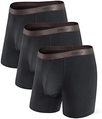 Separatec Men's Underwear Classic Soft Breathable Bamboo Rayon Dual Pouch Boxer Briefs in 3 or 6 Pack(M,Black)