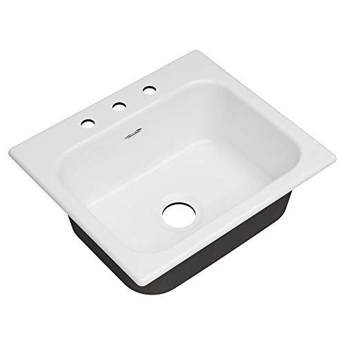 American Standard 77SB25223.308 Quince 25 x 22 Single Bowl Cast Iron Kitchen Sink - 3 Hole Brilliant White
