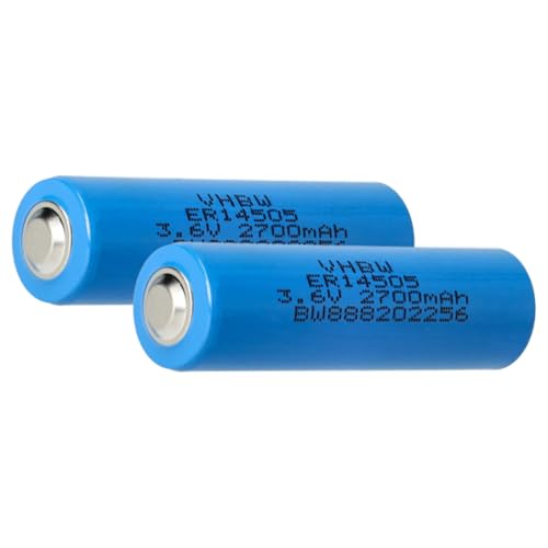 vhbw 2X Batería celda Redonda Litio ER14505 - Batería Especial (2700 mAh, 3,6 V, Li-SOCl2)