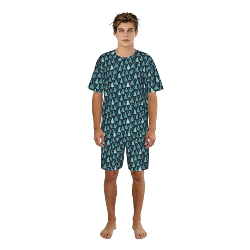 Pyjama court homme respirant et léger avec imprimé sapins et étoiles