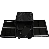 Bolsa Porta Joias Mini Completa 5 Bandejas Organizadoras Mini para Joias Bijuteria Viagem Guarda Joia (Preto)